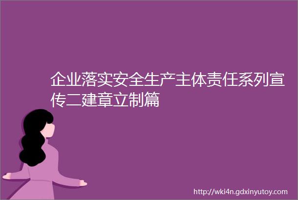 企业落实安全生产主体责任系列宣传二建章立制篇